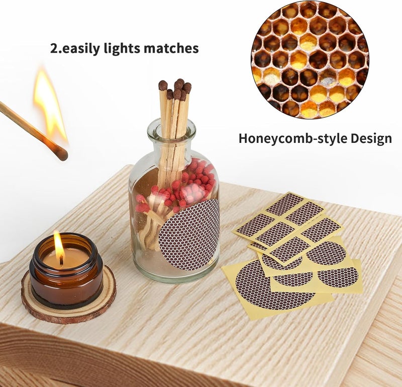 Dizzily 60 Pcs Match Striker Paper with Adhesive, 3 Sizes of Matches Sticker Striker for Match Holder, Matches for Candles, Matches Box Bulk, Matches in A Jar with Striker, Decorative Match Cloche - Image 2